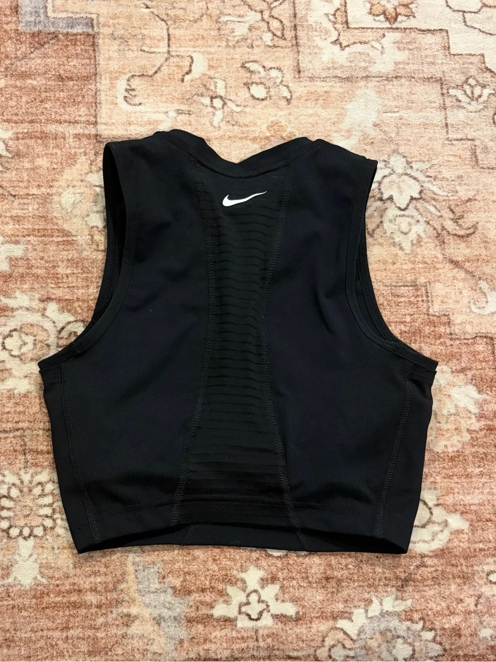 Nike Black Sleeveless Zip-Front Crop Top with shelf bra-no pads